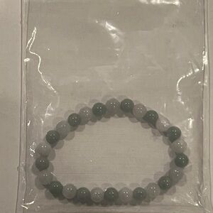 The Real Jade. Green and White Beaded Bracelet